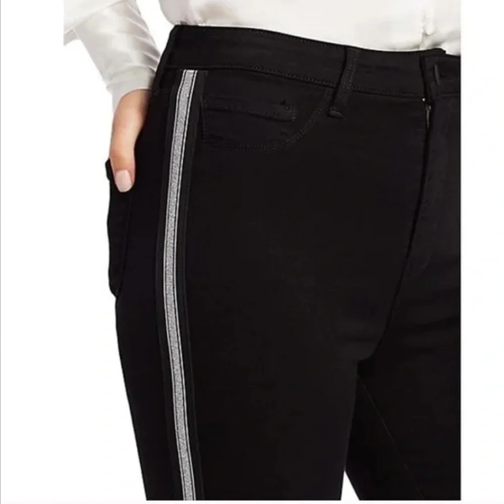 L'AGENCE | Margot Rhinestone Crystal-Stripe High-Rise Skinny Jeans in Black | 25
